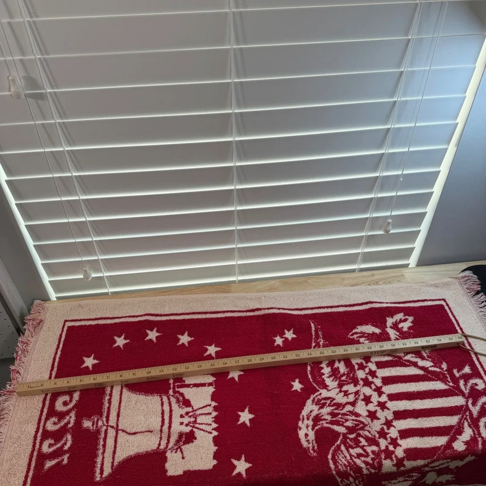 Vintage Bicentennial 1776 1976 Liberty Bell Eagle Fringed Terry Cloth Towel Red